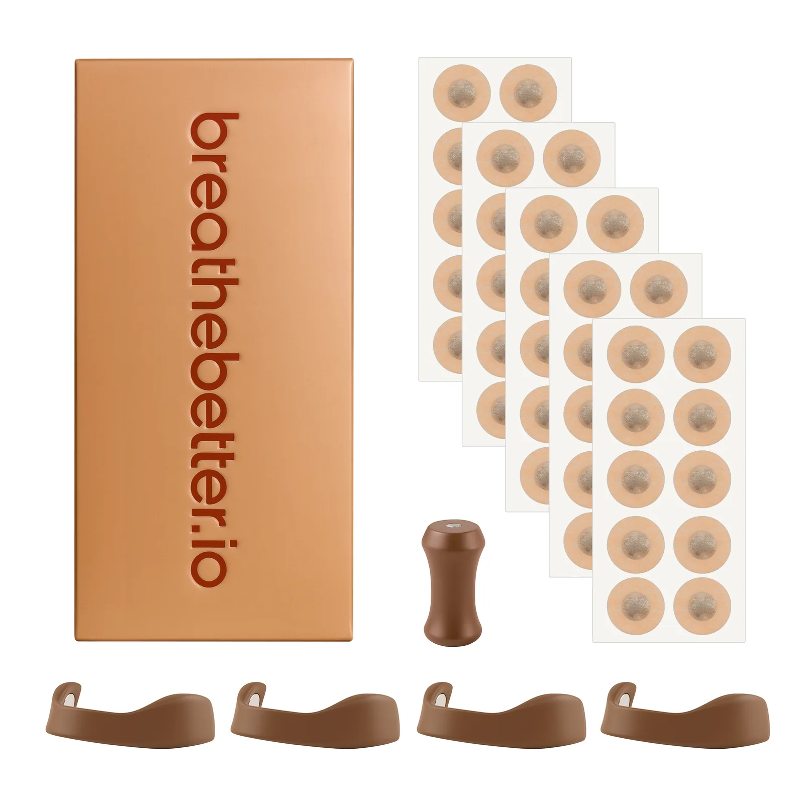 The breathebetter kit: magnetic bridge, adhesive tabs and applicator